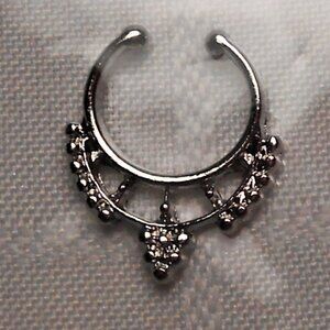 No10-  Fake 10mm Septum Ring - new, repackaged, silver color